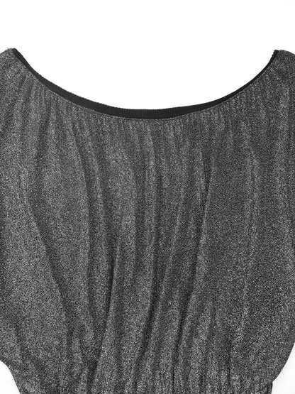 Glitter One Shoulder Long Sleeve Wide Leg Jumpsuit