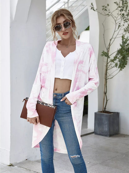 Tie-Dye Oversized Open Front Cardigan