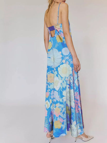 Floral Print Sleeveless Maxi Dress