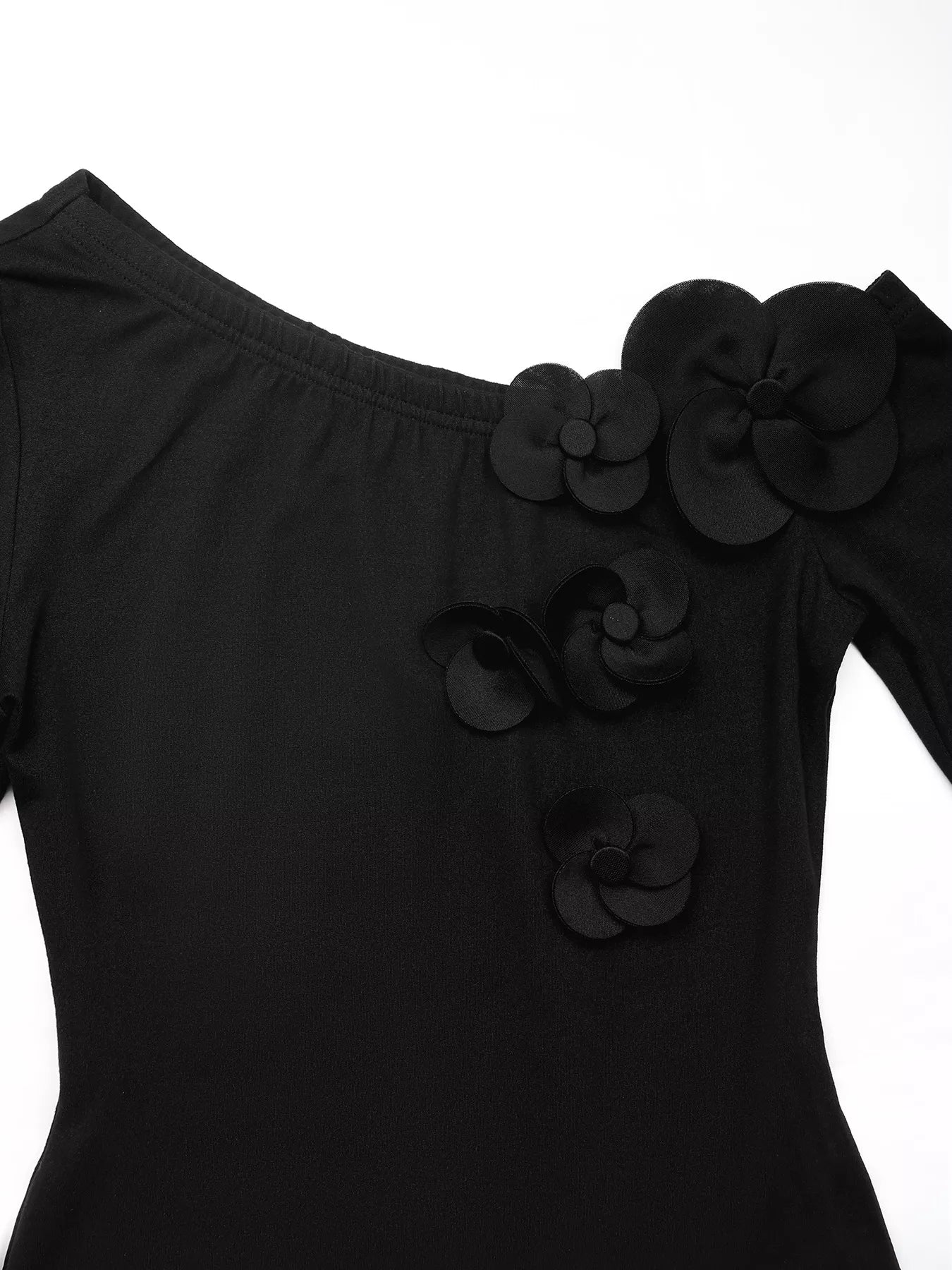 Flower One Shoulder Long Sleeve Bodysuit