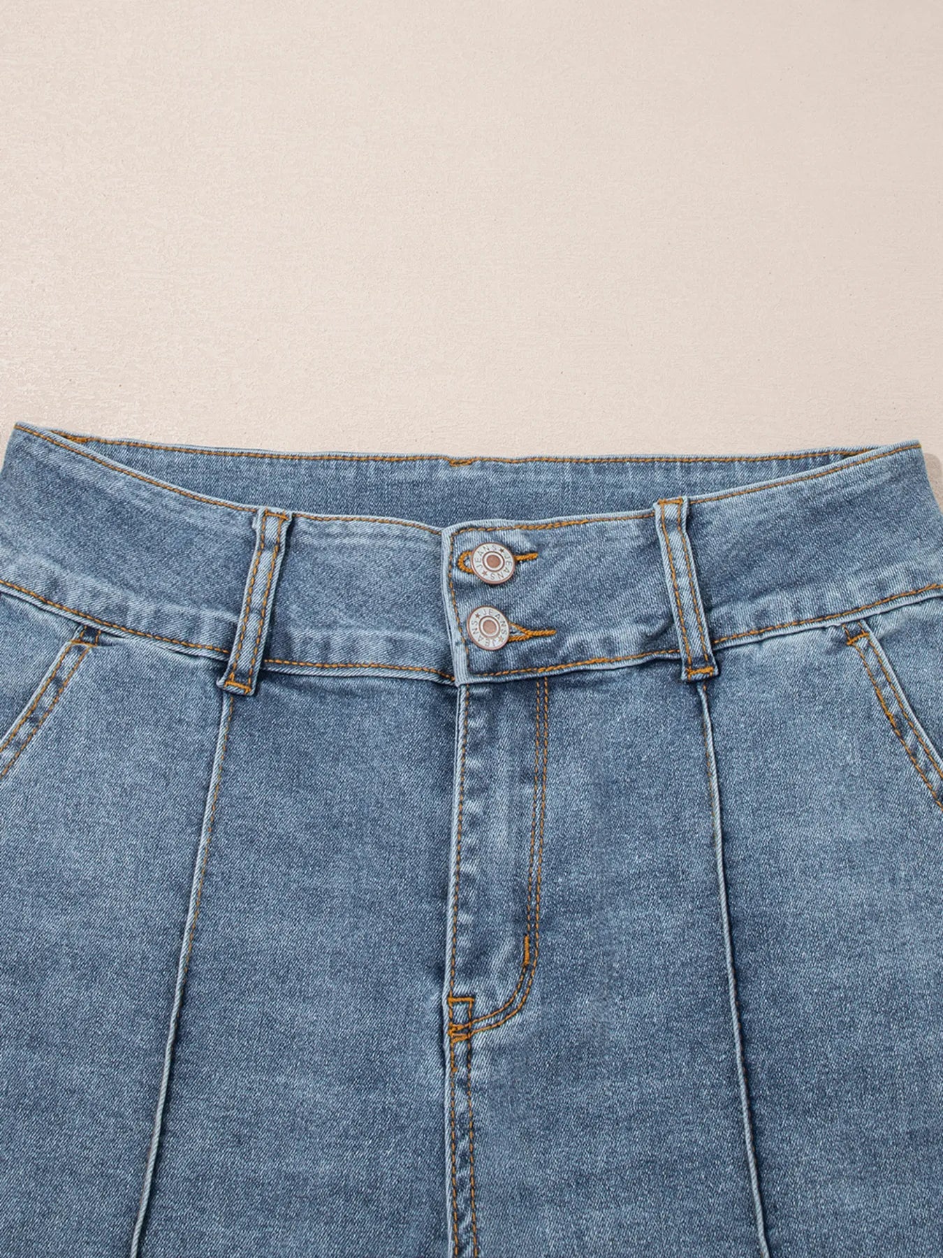 High-Waisted Flare Jeans with Seam Detail