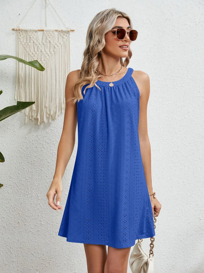 Round Neck Sleeveless Mini Dress Royal Blue