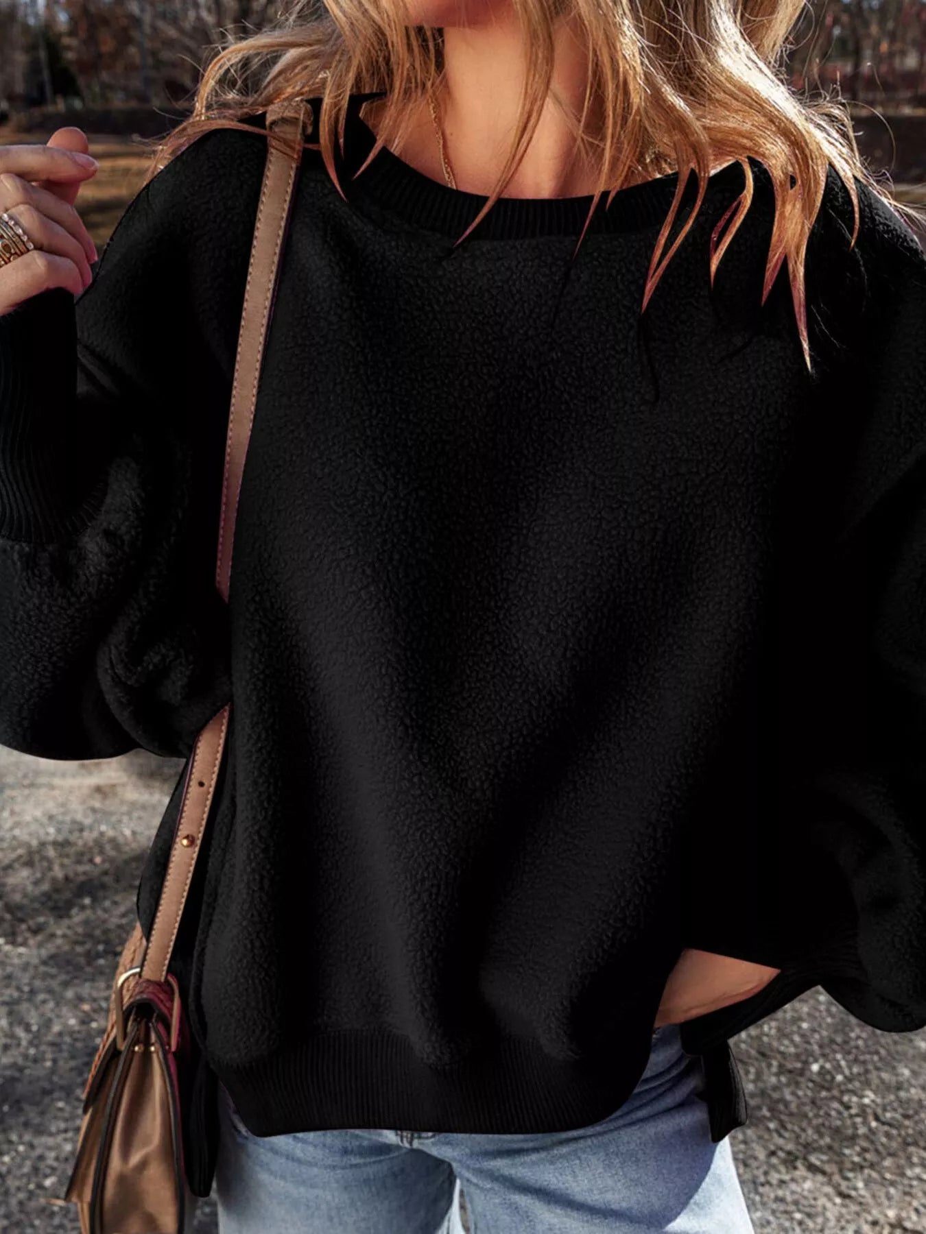 Round Neck Dropped Shoulder Sweatshirt
