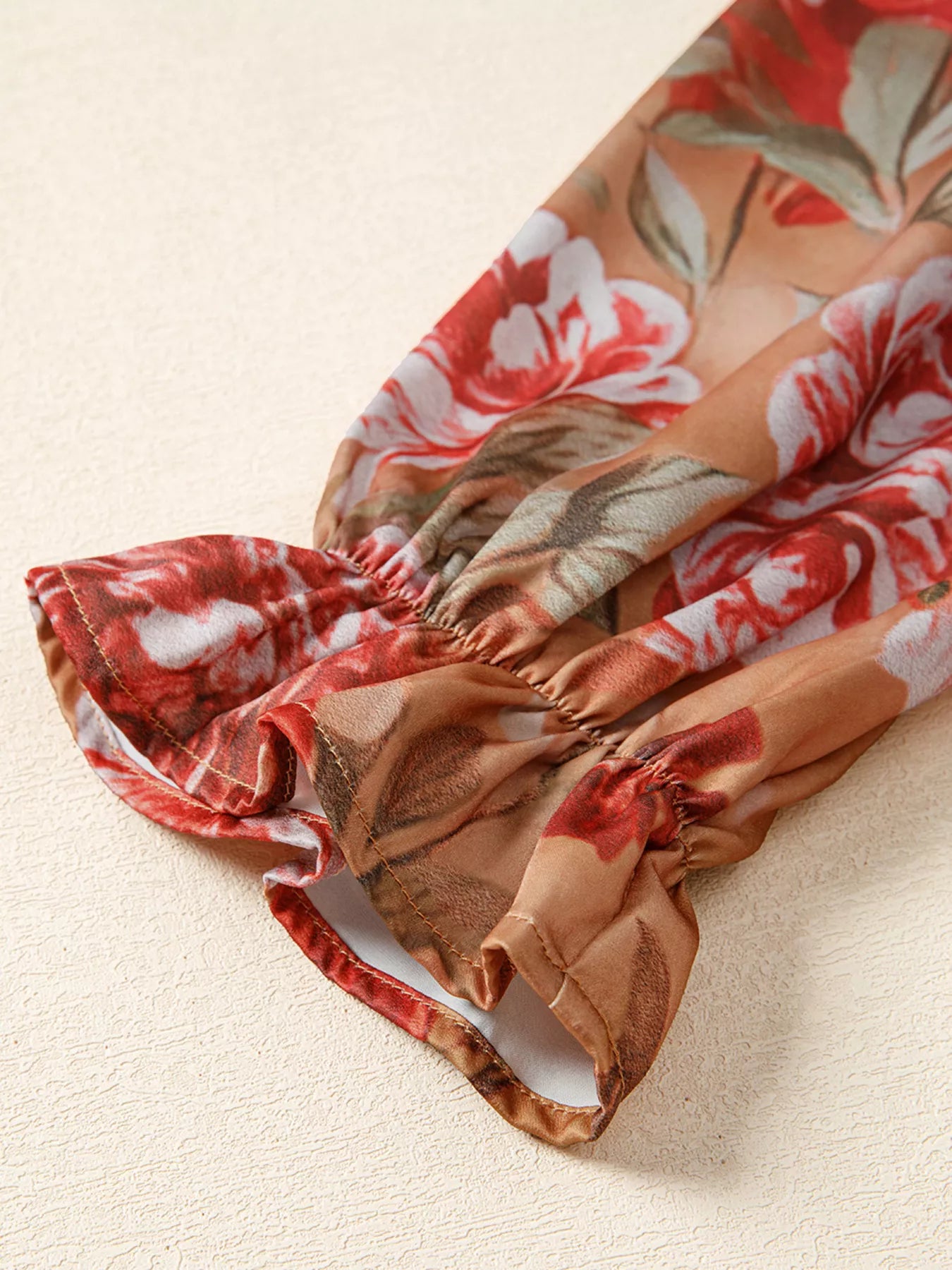 Floral Print Half Button Flounce Sleeve Ruffle Mini Dress