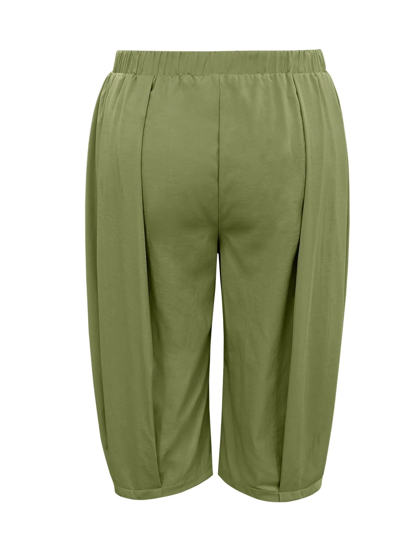 Plus Size Wide Leg Pleated Detail Cropped Pants