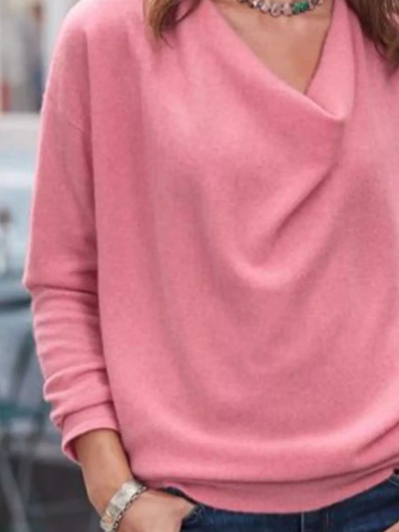 Full Size Cowl Neck Long Sleeve Top Plus Size