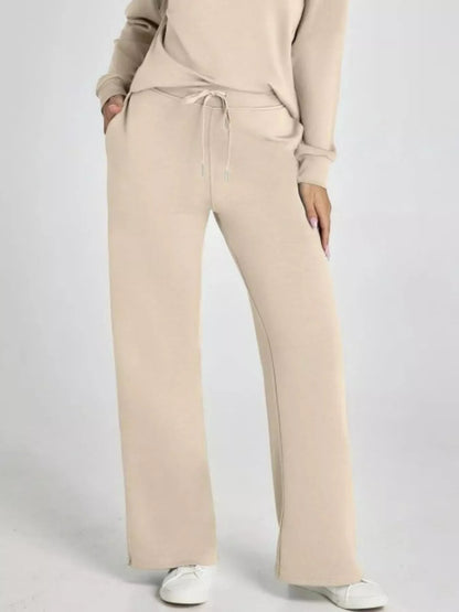 Full Size Johnny Collar Long Sleeve Top and Pants Plus Size