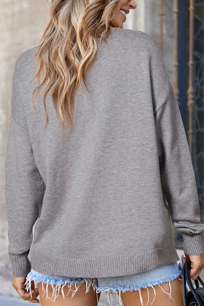 Casual Seam Detail Loose-Fit Knit Sweater