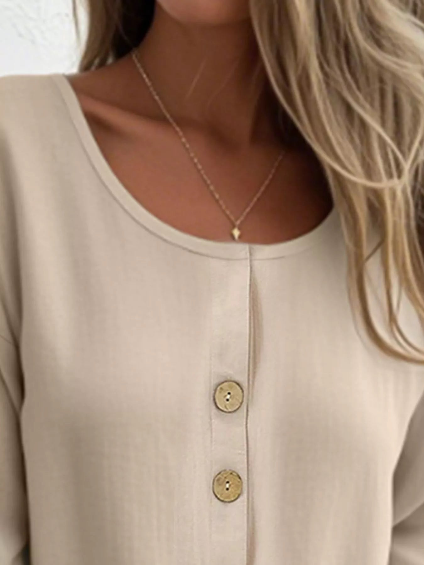 Full Size Button-Front 3/4 Sleeve Casual Blouse Plus Size