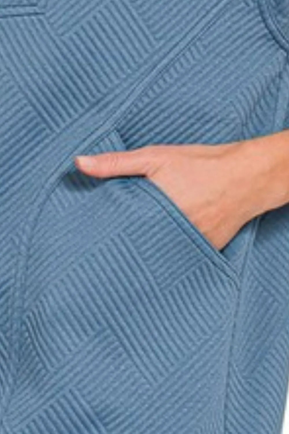 Zenana Textured Knit Jacquard Quarter Zipper Mini Dress