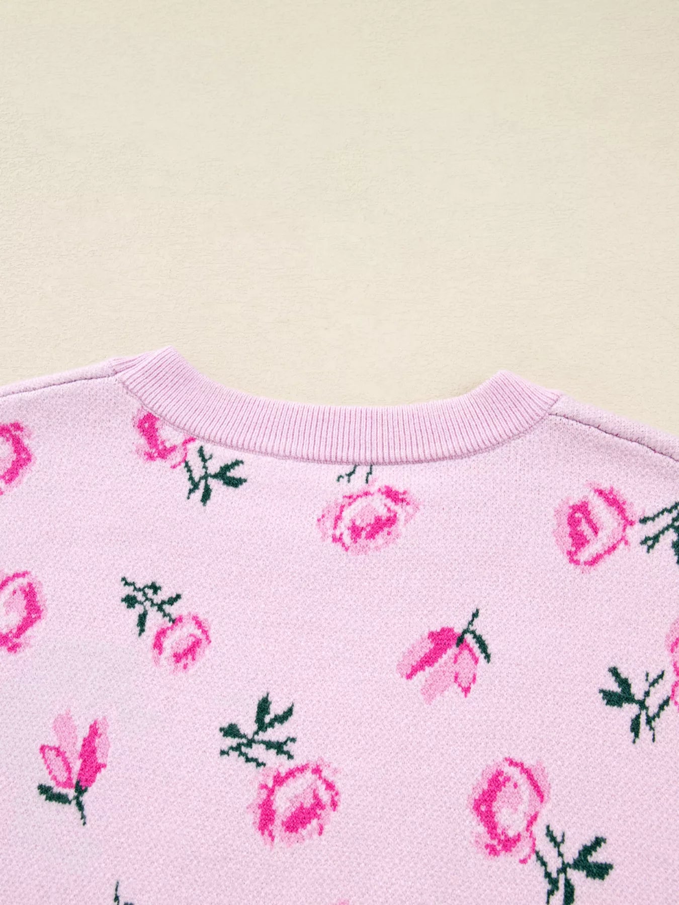 Floral Drop Shoulder Cropped Sweater