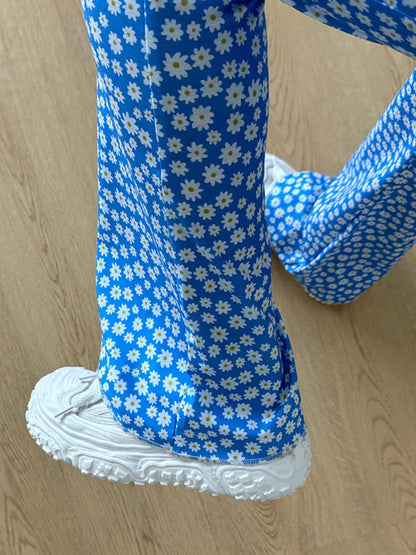 Floral Print Flare Leg Pants