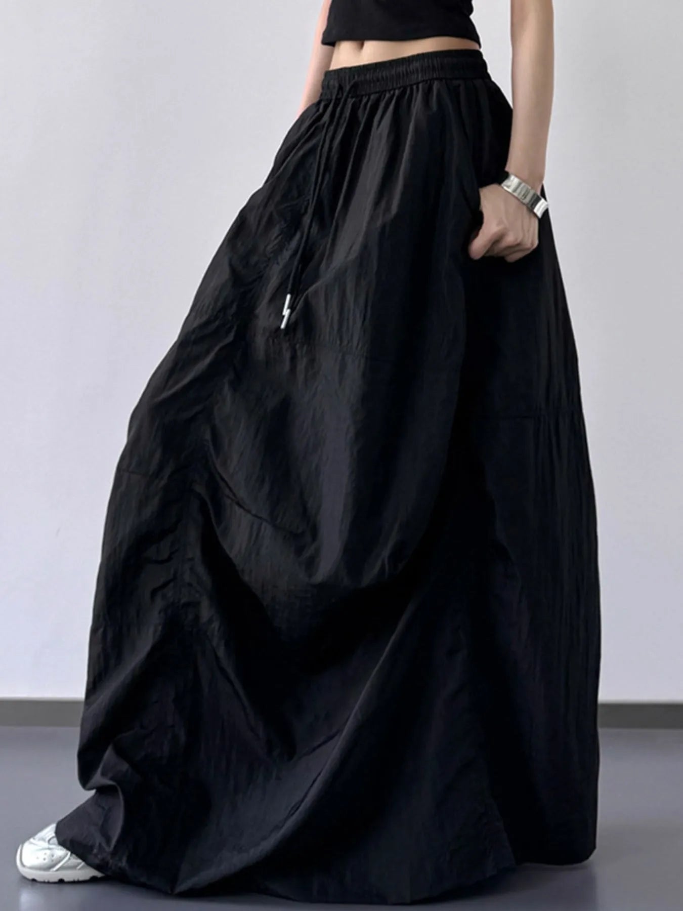 Drawstring Maxi Skirt