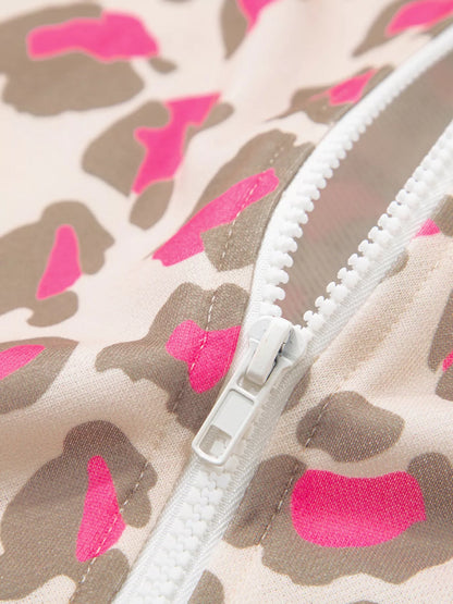 Leopard Print Zip-Up Hoodie