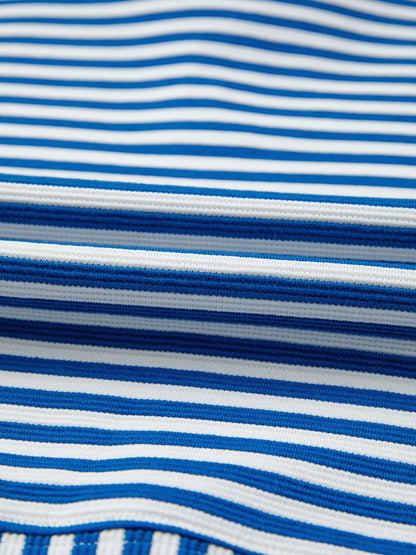 Stripe Quarter Zip Collar Long Sleeve Top