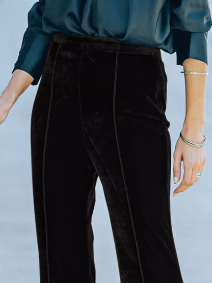 High-Waisted Wide Leg Velvet Pants
