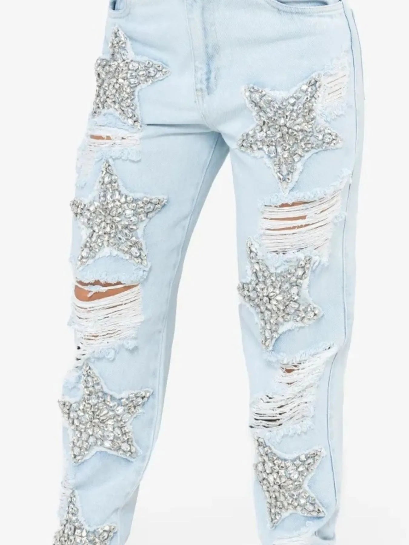 Distressed Star Wash Boyfriend Jeans