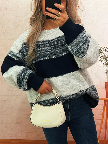 Color Block Dropped Shoulder Sweater