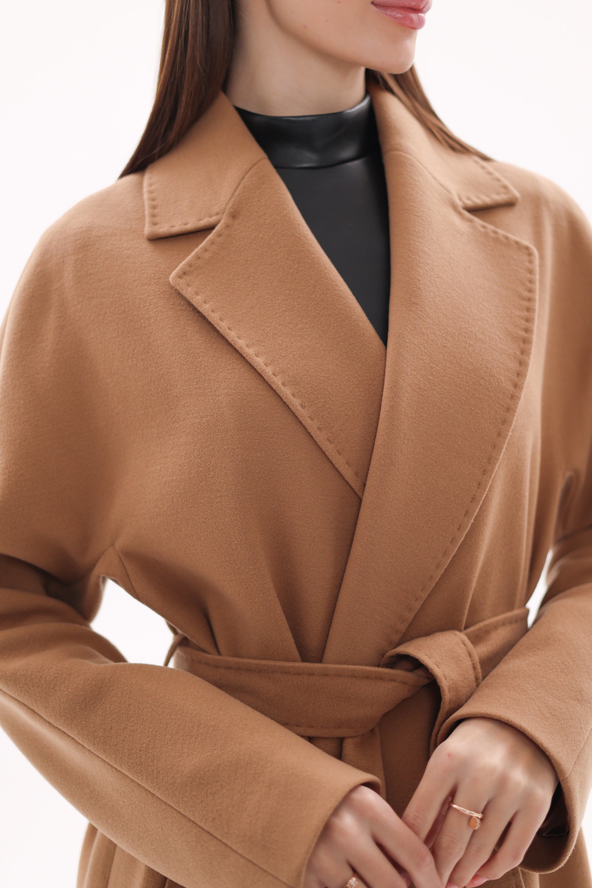 Cambridge Comfort Classic Wraparound Wool Blend Overcoat in Camel