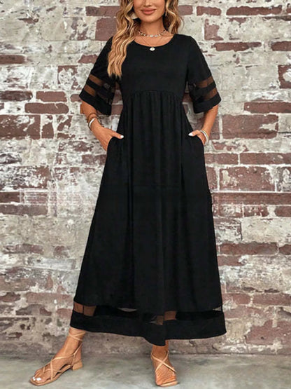 Full Size Round Neck Half Sleeve Dress Plus Size