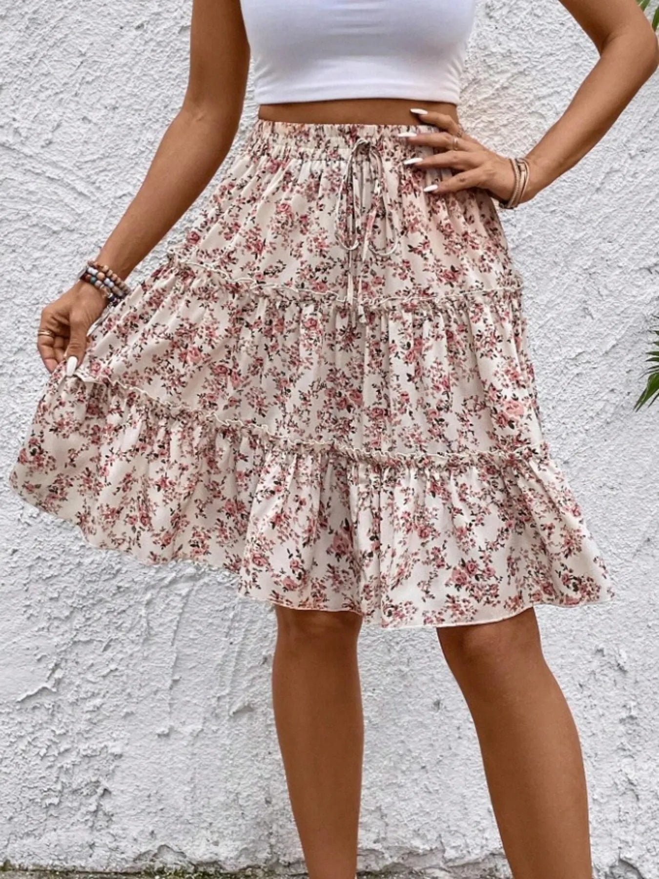 Floral Print Midi Skirt