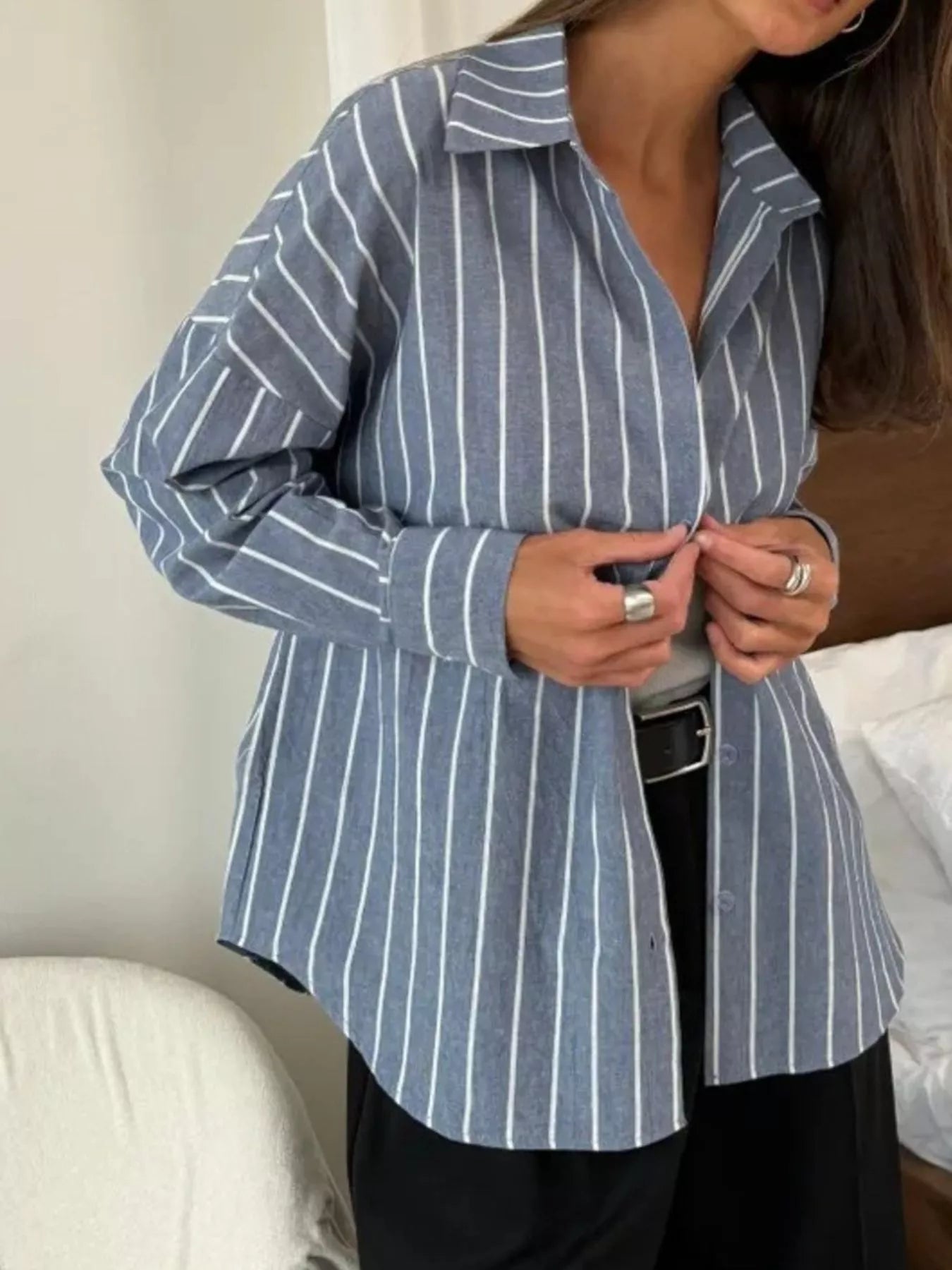 Striped Oversized Button-Down Shirt