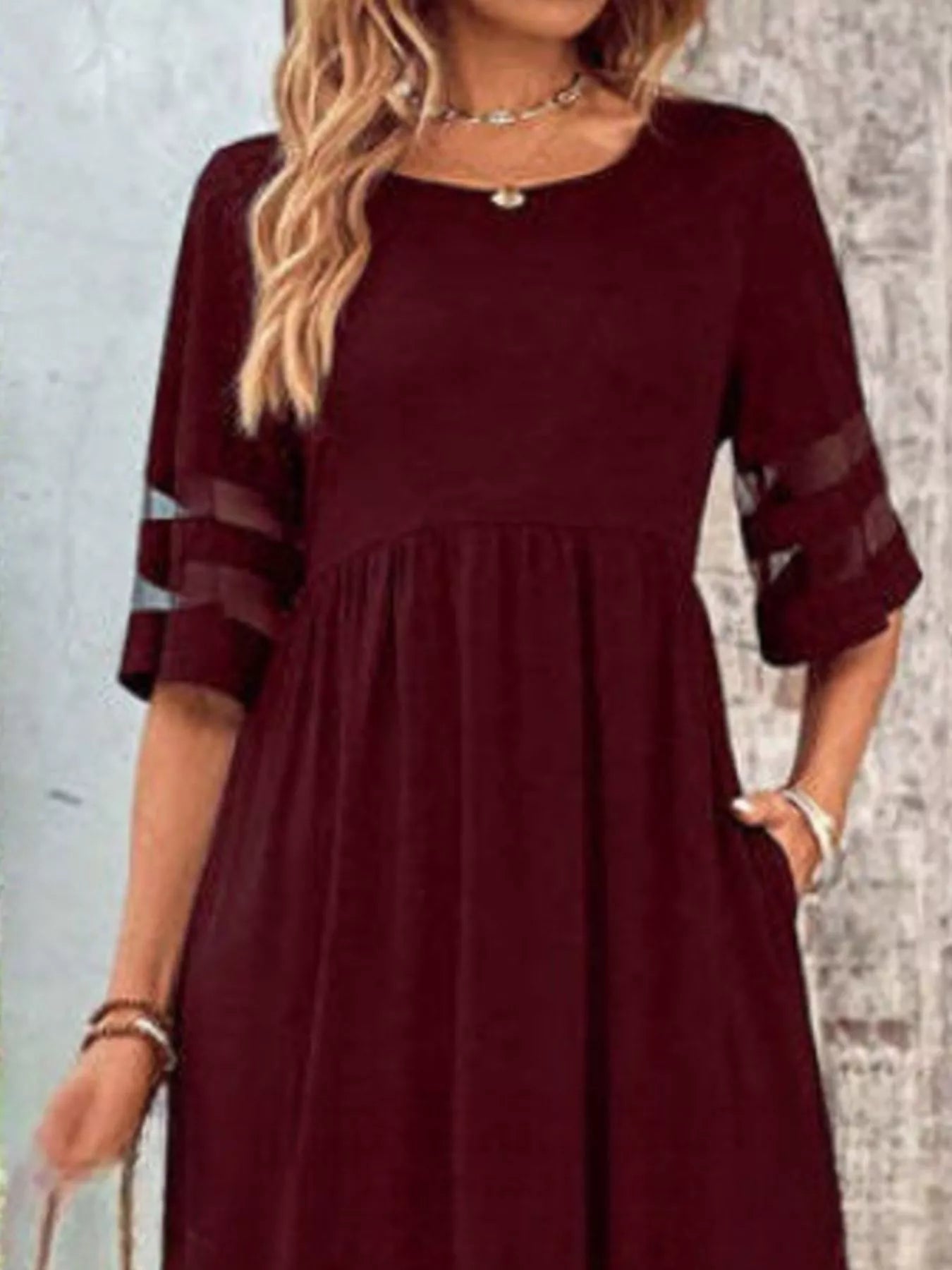 Full Size Round Neck Half Sleeve Dress Plus Size