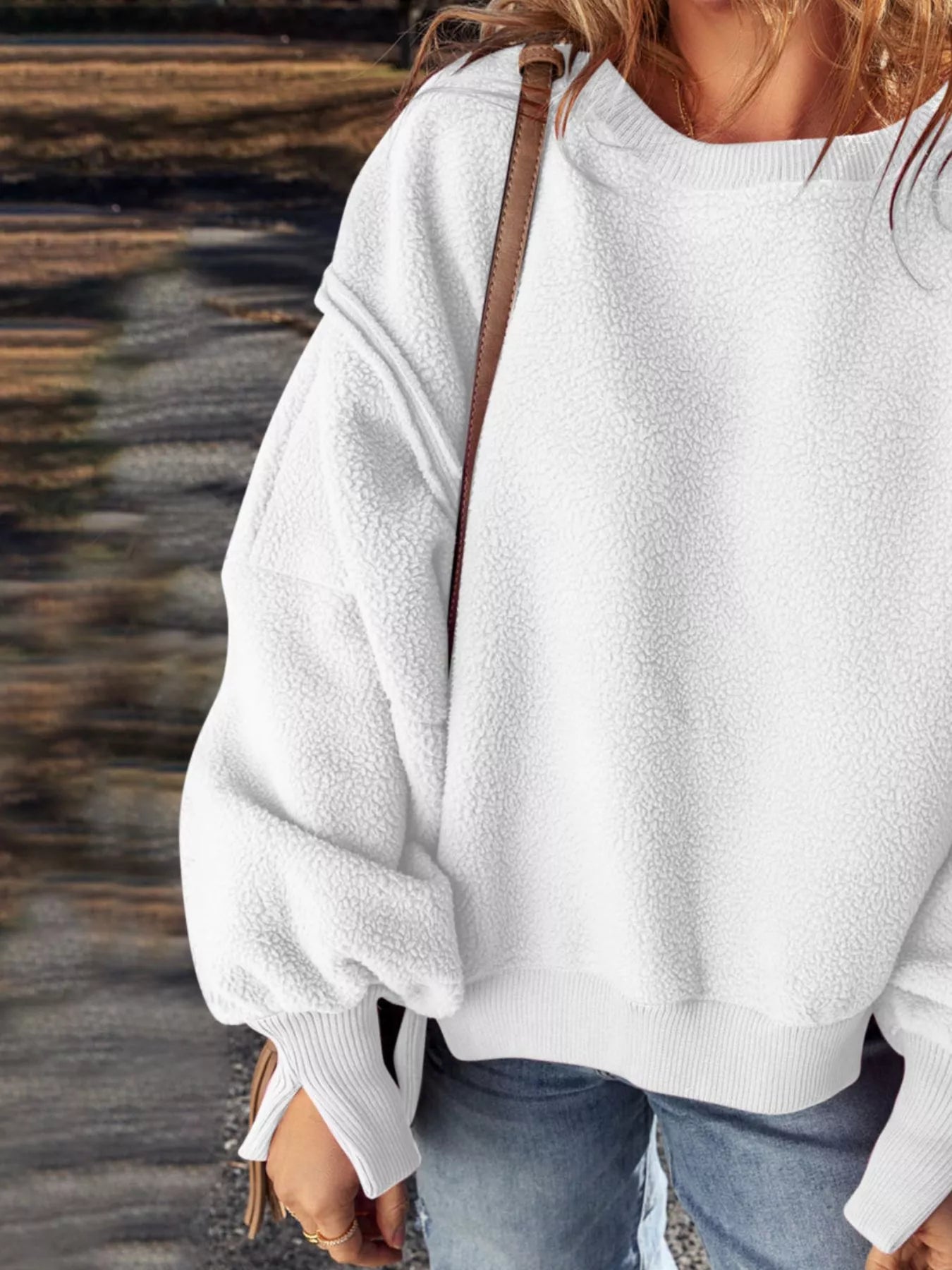 Round Neck Dropped Shoulder Sweatshirt