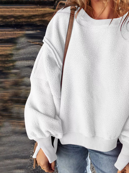 Round Neck Dropped Shoulder Sweatshirt