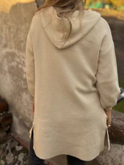 Full Size Open Front Hooded Cardigan Plus Size