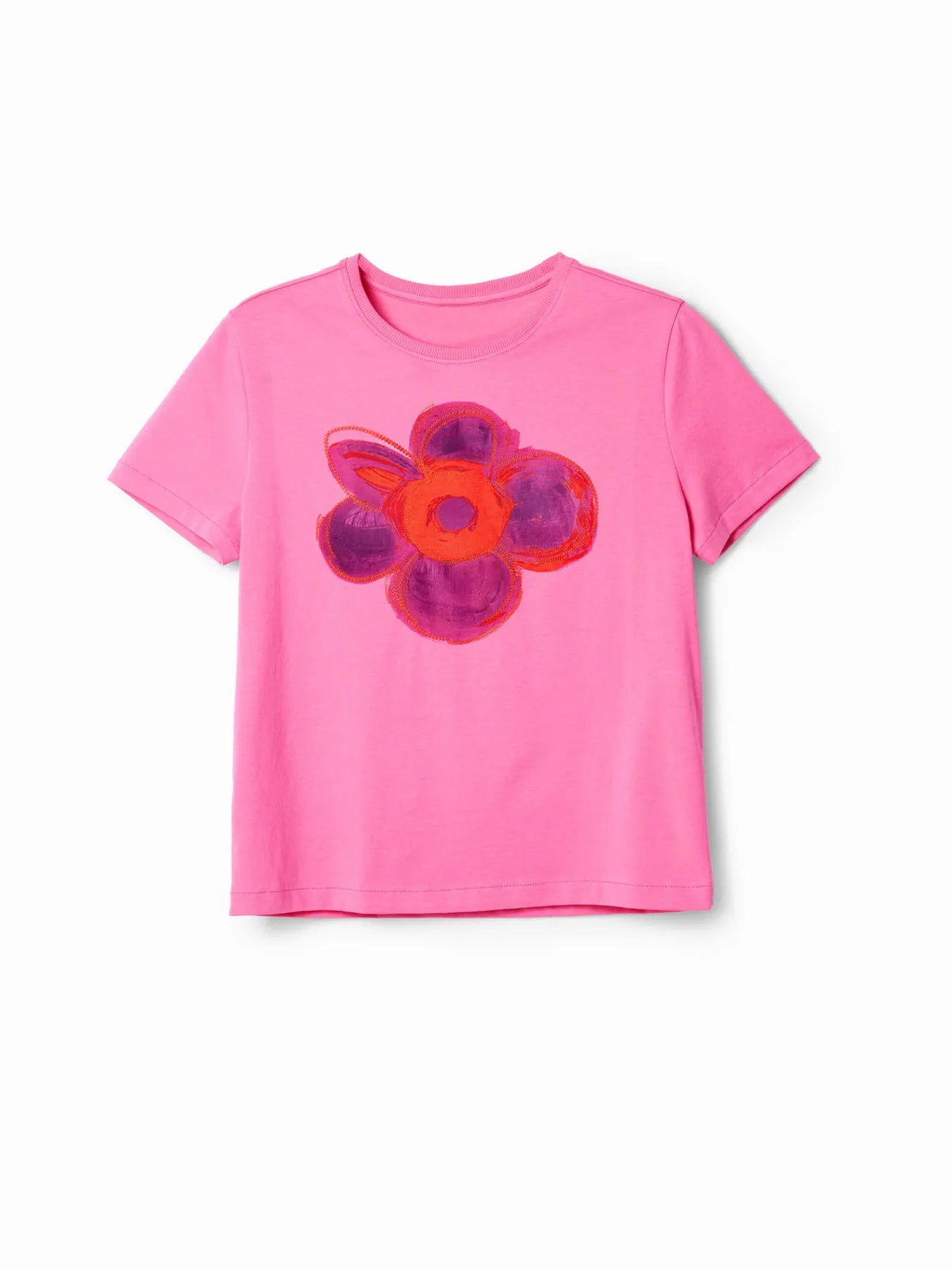 Flower Graphic Round Neck T-Shirt