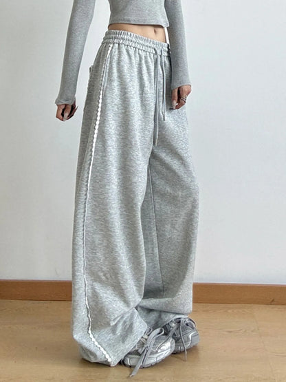 Loose Fit Wide Leg Casual Drawstring Pants