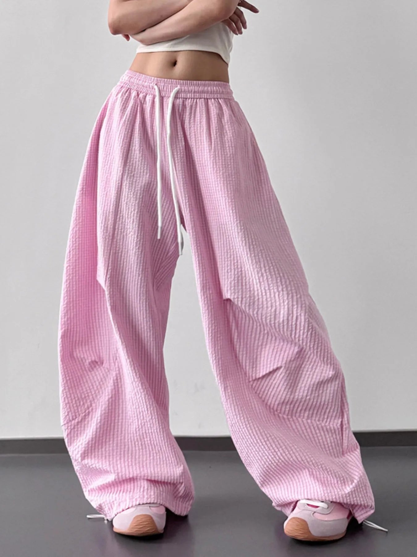 Drawstring Wide Leg Pants