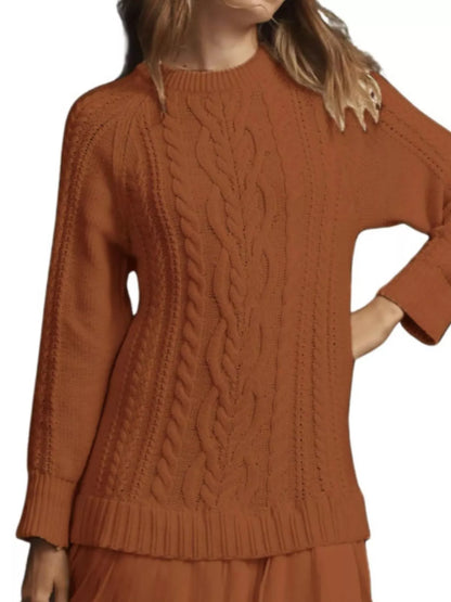 Full Size Cable-Knit Mini Sweater Dress Plus Size