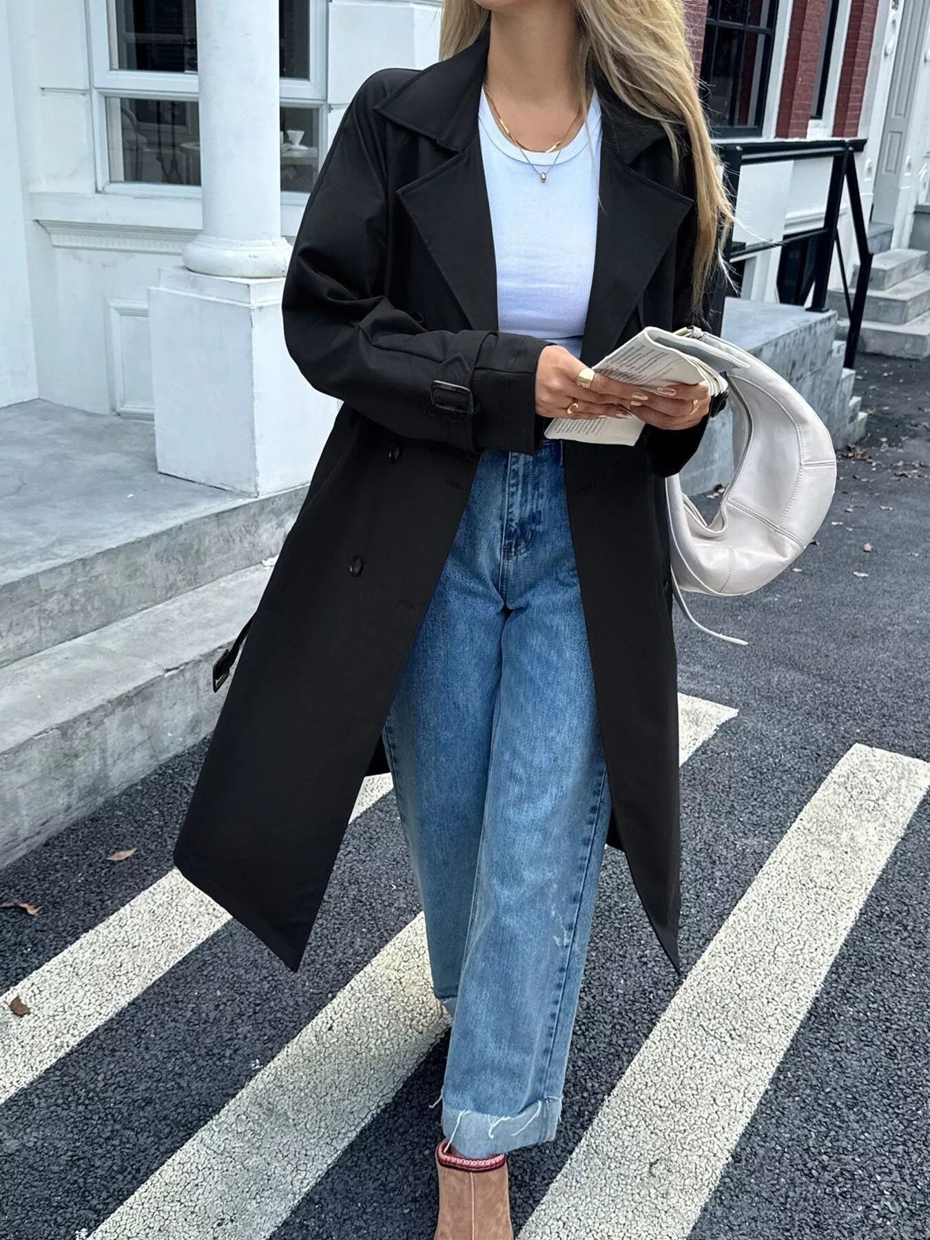 Double-Breasted Belted Trench Coat