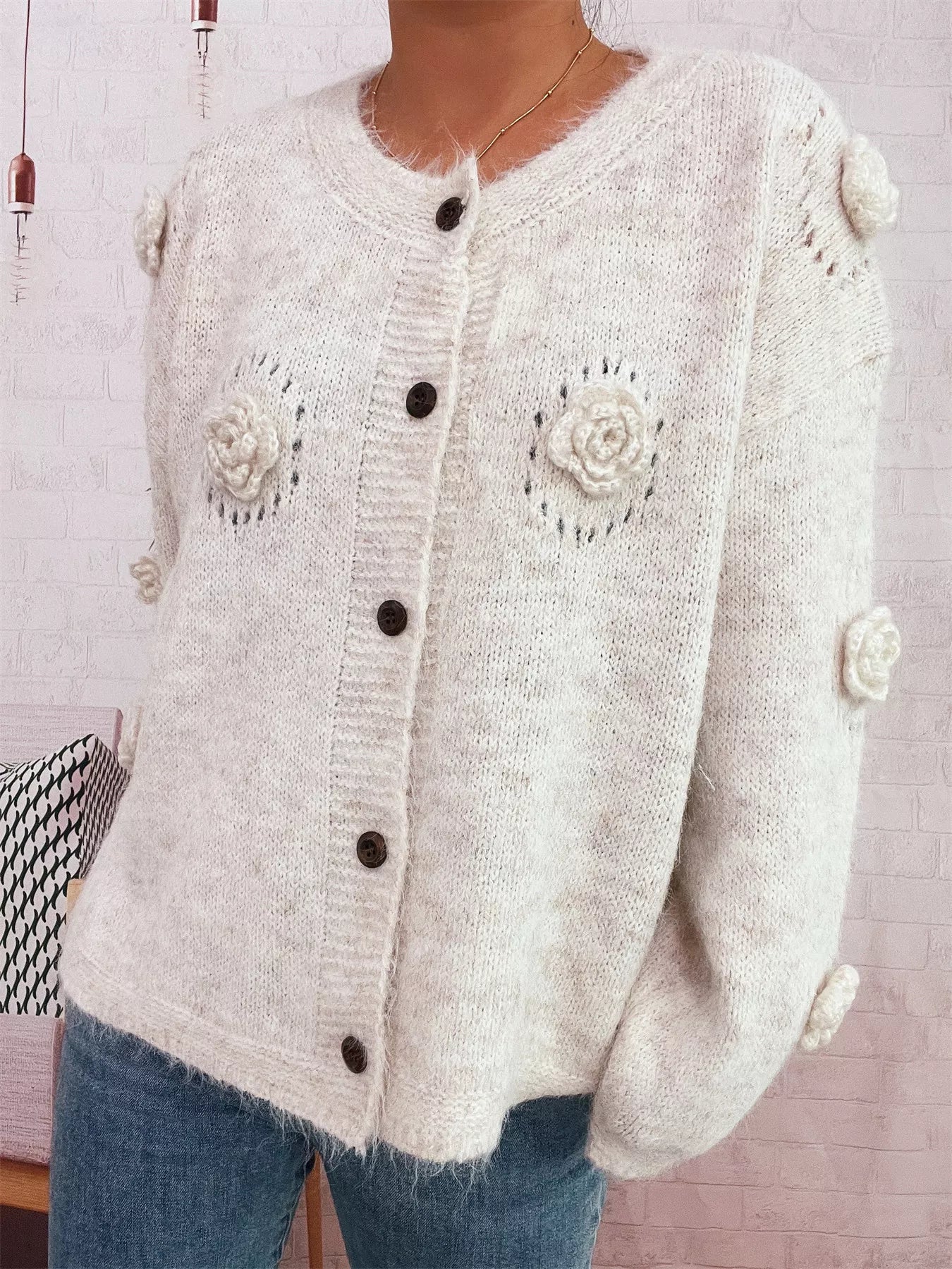 Flower Button-Up Cardigan