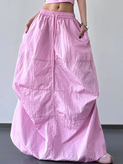 Drawstring Maxi Skirt