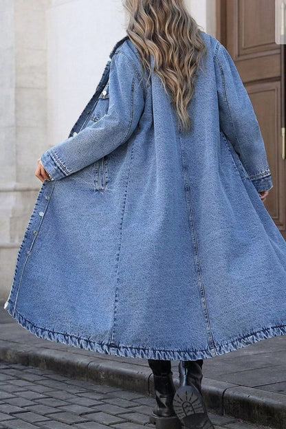 Longline Button-Down Denim Jacket