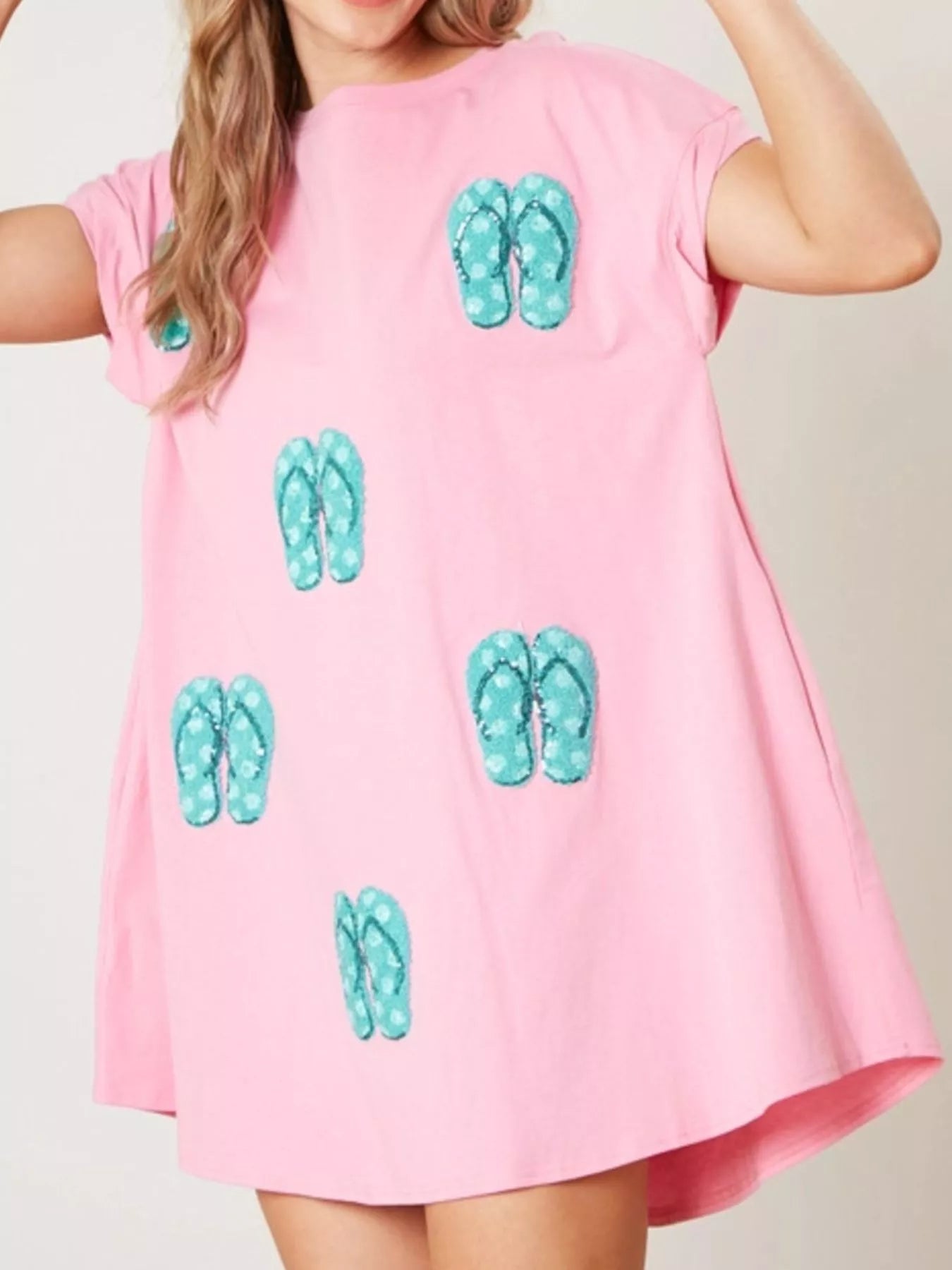 Sequin Short Sleeve Summer Tee Dress