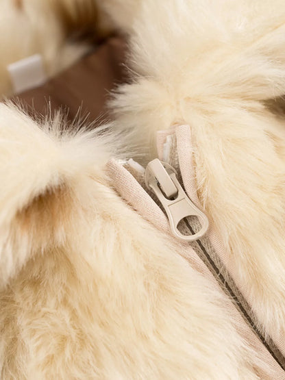 Faux Fur Zip Up Cropped Outerwear