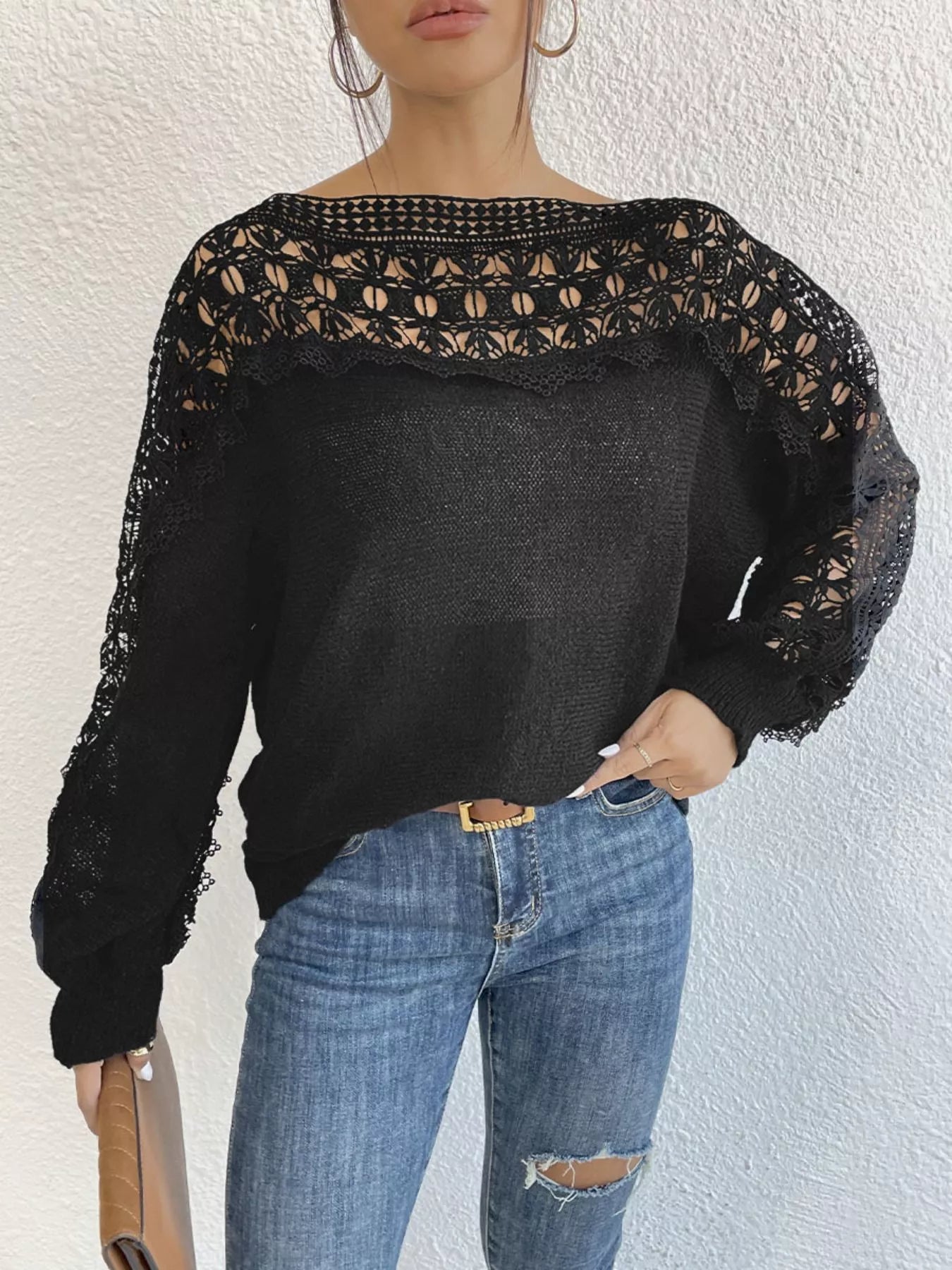 Openwork Long Sleeve Sweater
