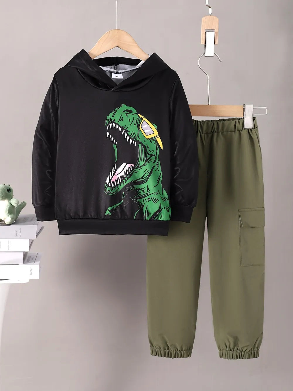 Children's Dinosaur Graphic Hoodie and Pants Set