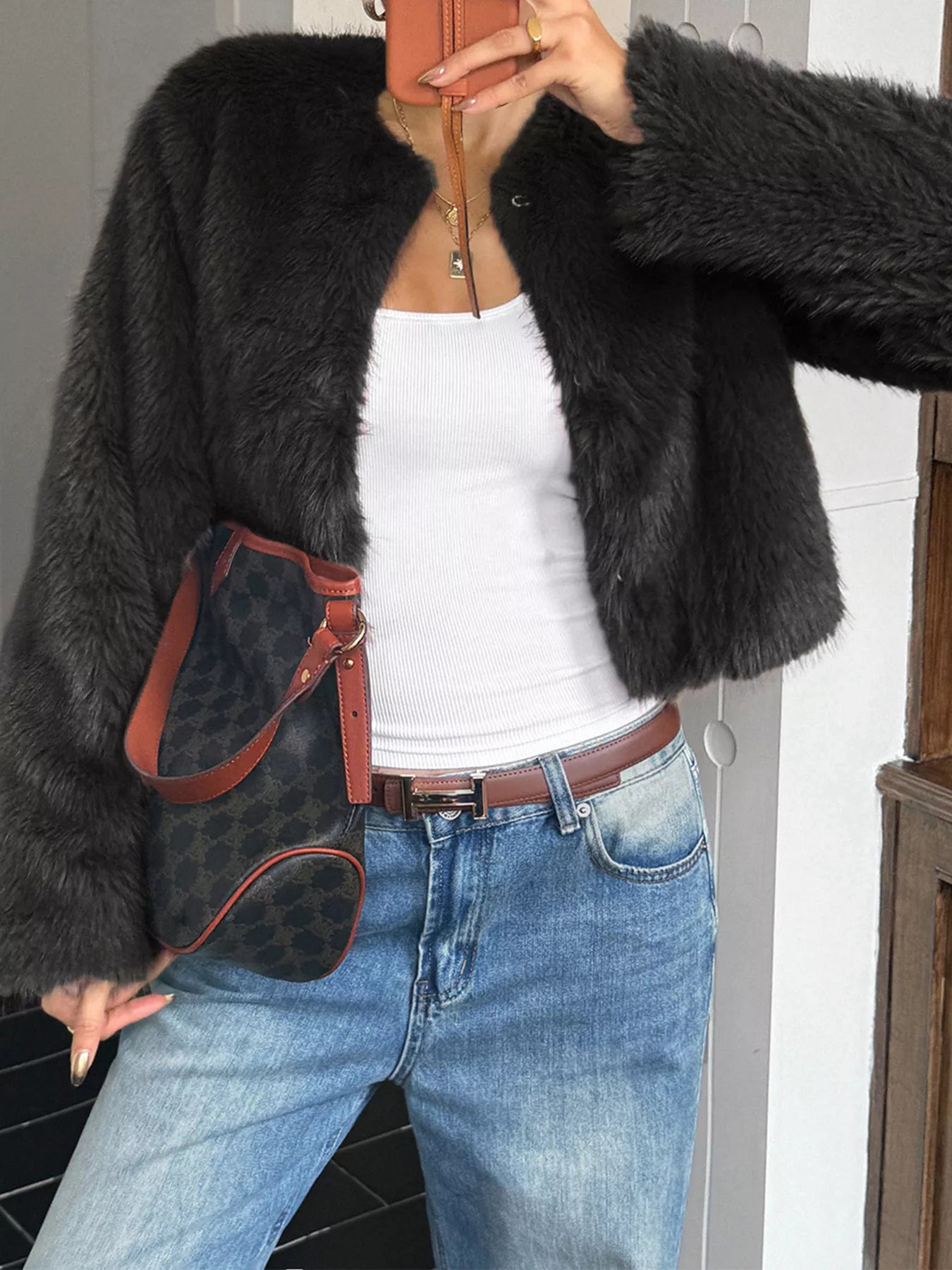 Faux Fur Cropped Outerwear