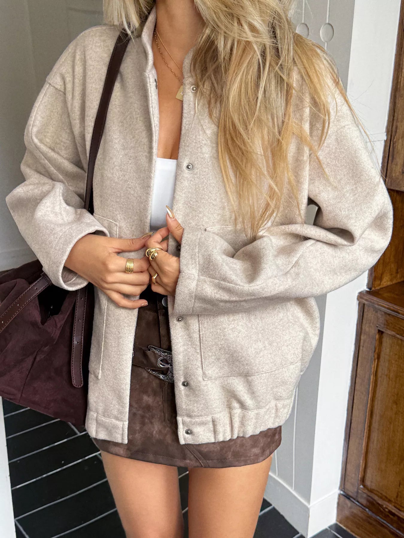 Snap Down Dropped Shoulder Jacket