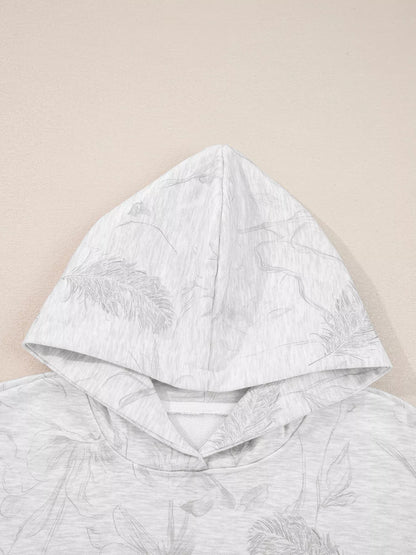 Abstract Print Loose Drop Sleeve Hoodie and Elastic Waistband Pants Set