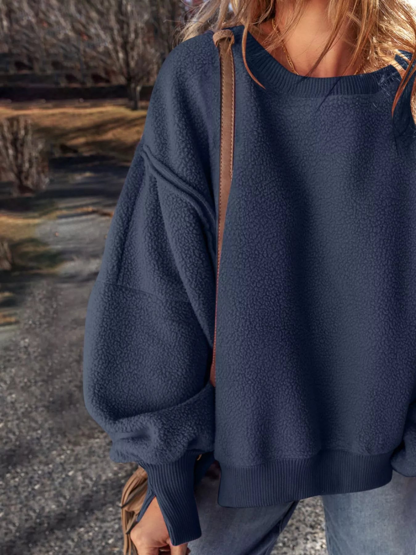 Round Neck Dropped Shoulder Sweatshirt