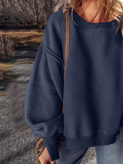 Round Neck Dropped Shoulder Sweatshirt