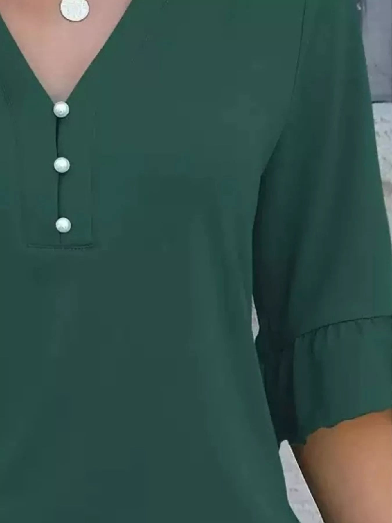 Full Size Notched Flounce Sleeve Blouse Plus Size