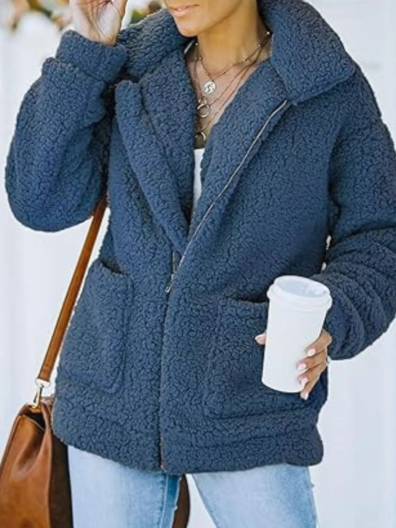 Full Size Cozy Fleece Zip Up Jacket Plus Size