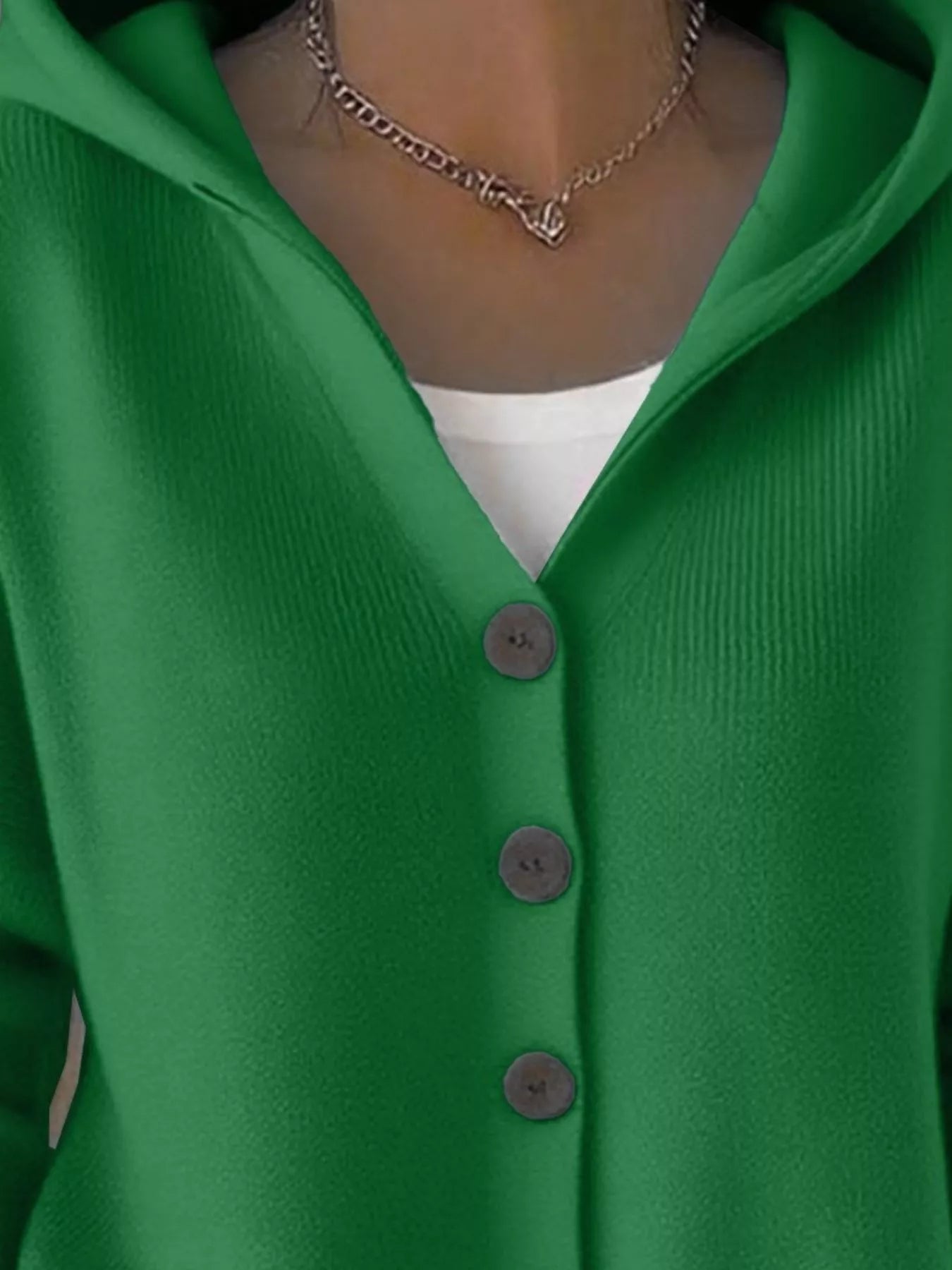 Full Size Hooded Button-Front Soft Knit Cardigan Plus Size